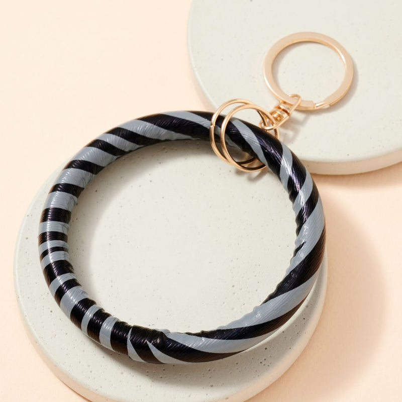 Zebra Print Leather Key Ring