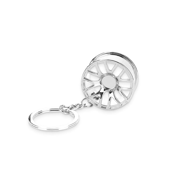 Silver Tire Wheel Keychain