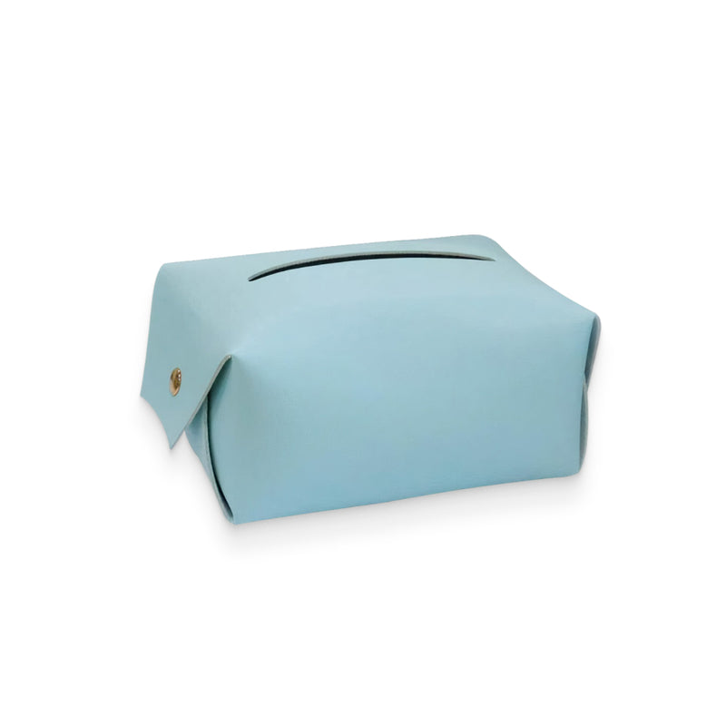 Blue Polyurethane Leather Tissue Box Cover