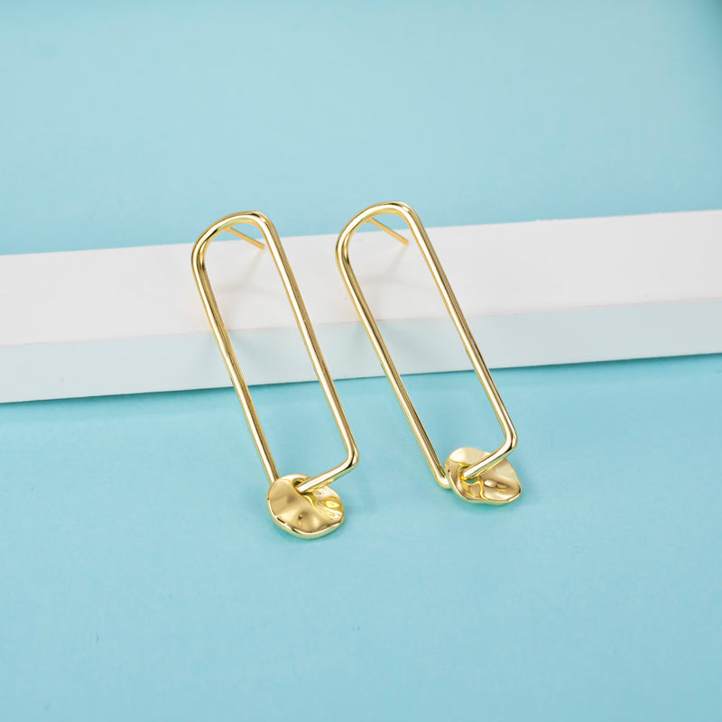 Oblong Gold Earrings