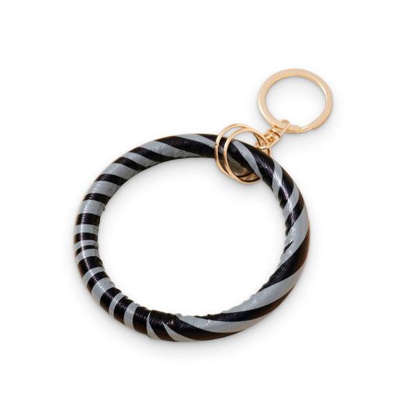 Zebra Print Leather Key Ring