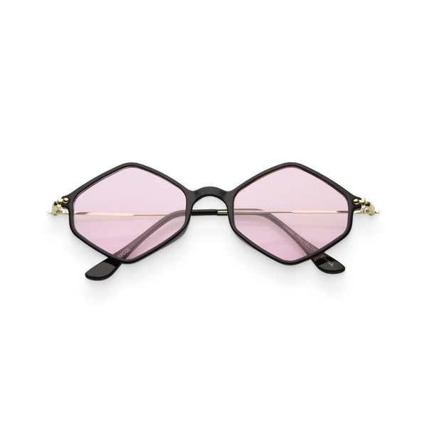 Pink & Black Retro Hexagon Sunglasses