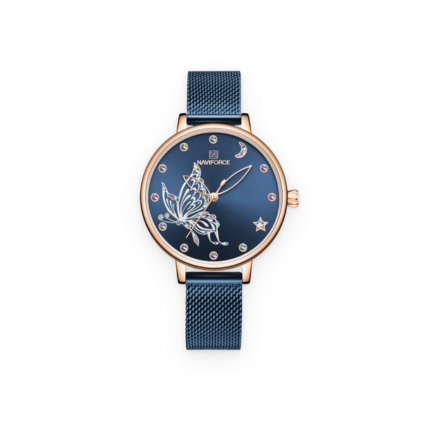 Blue Butterfly Steel Watch For Women