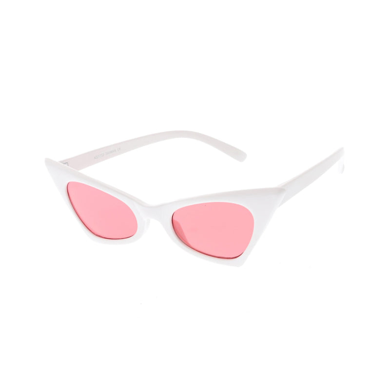 Women’s White & Hot Pink Retro Cat-Eye Sunglasses