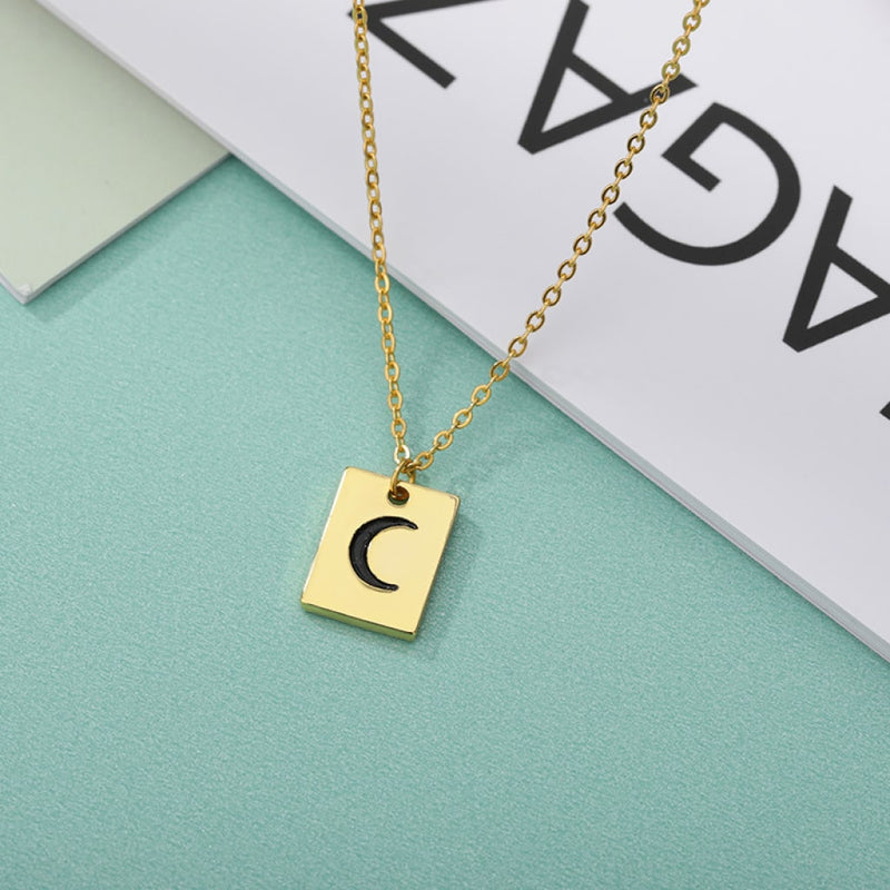 Square Moon Pendant Necklace