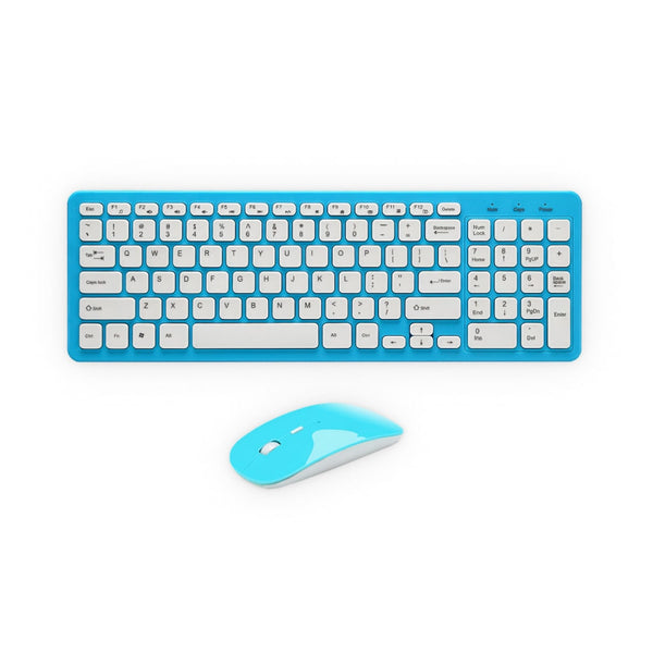 Blue Wireless Keyboard & Mouse