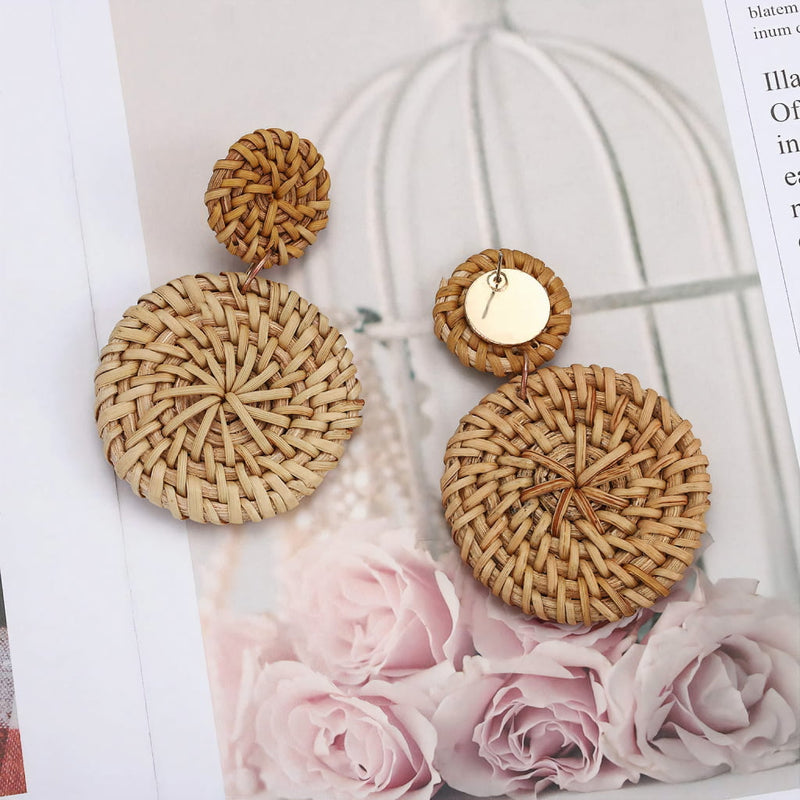 Round Rattan Earrings