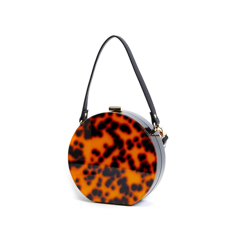 Premium Acrylic Tortoise Colored Circular Clutch