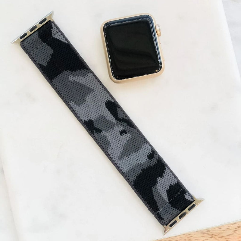 Grey Camouflage Stretch Watchband