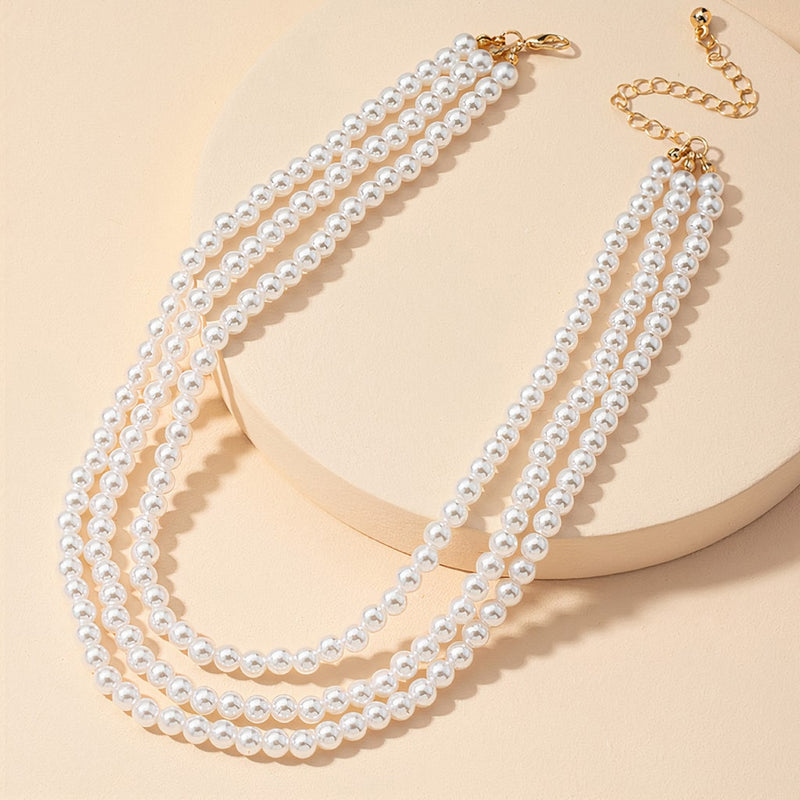 Multilayered Pearl Necklace