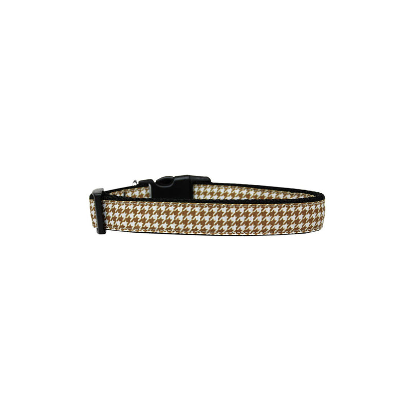 Brown Houndstooth Nylon Ribbon Collar