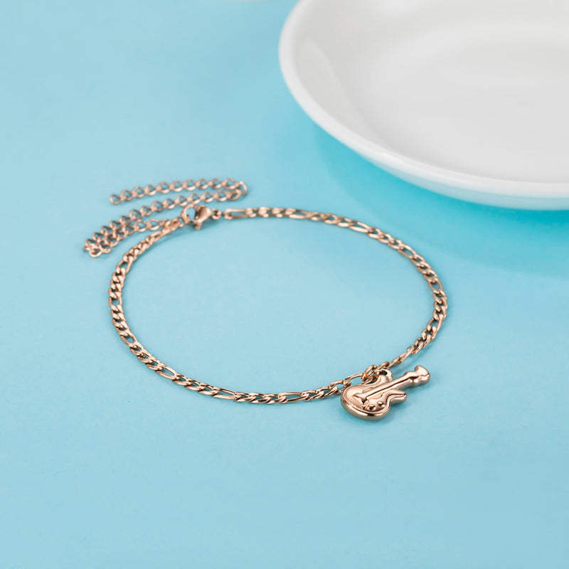 Rose Gold Bracelet With A Guitar Pendant