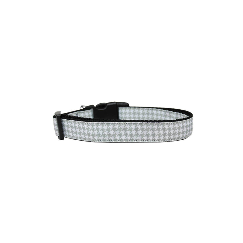 Grey Houndstooth Nylon Ribbon Collar