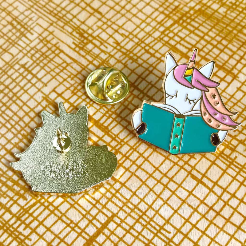 Reading Unicorn Enamel Pin