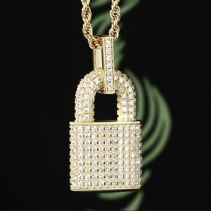 Faux Diamond Lock Pendant