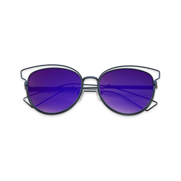 Women’s Blue Gradient Wire-Detail Sunglasses