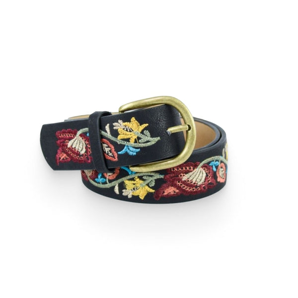 Flower Embroidered Statement Belt