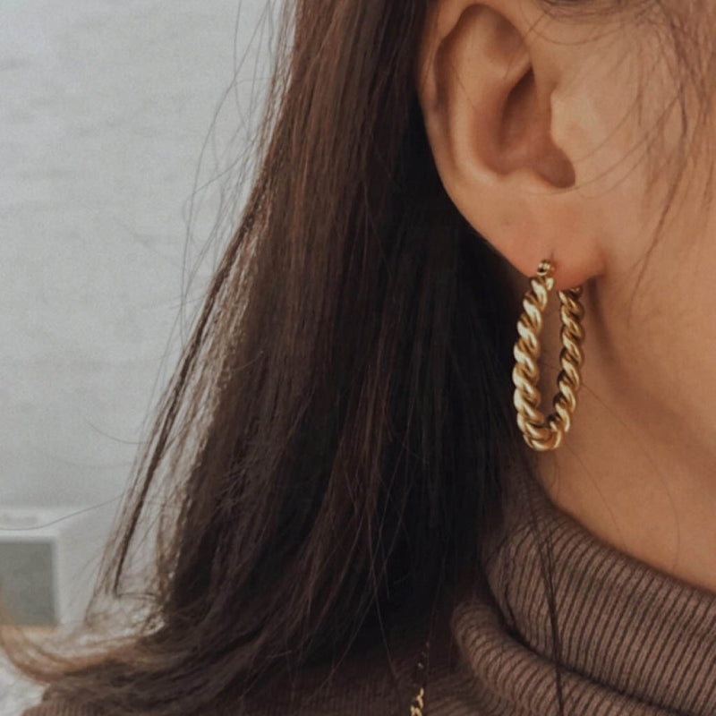 Twisted Gold Hoop Earrings