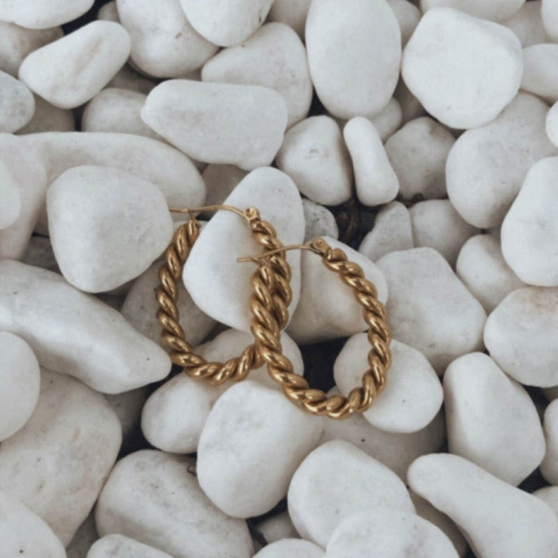 Twisted Gold Hoop Earrings