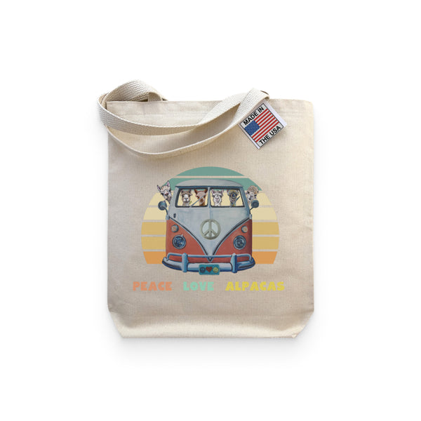 “Peace Love Alpacas” Tote Bag