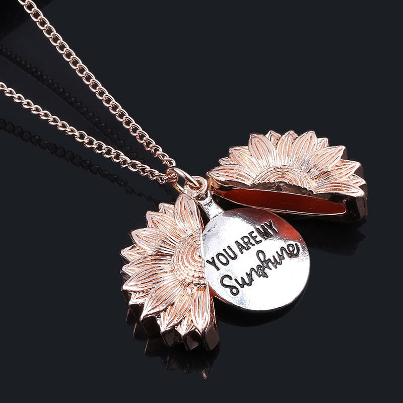 You Are My Sunshine Sunflower Pendant Necklace