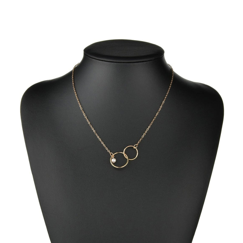 Double Ring Retro Charm Necklace