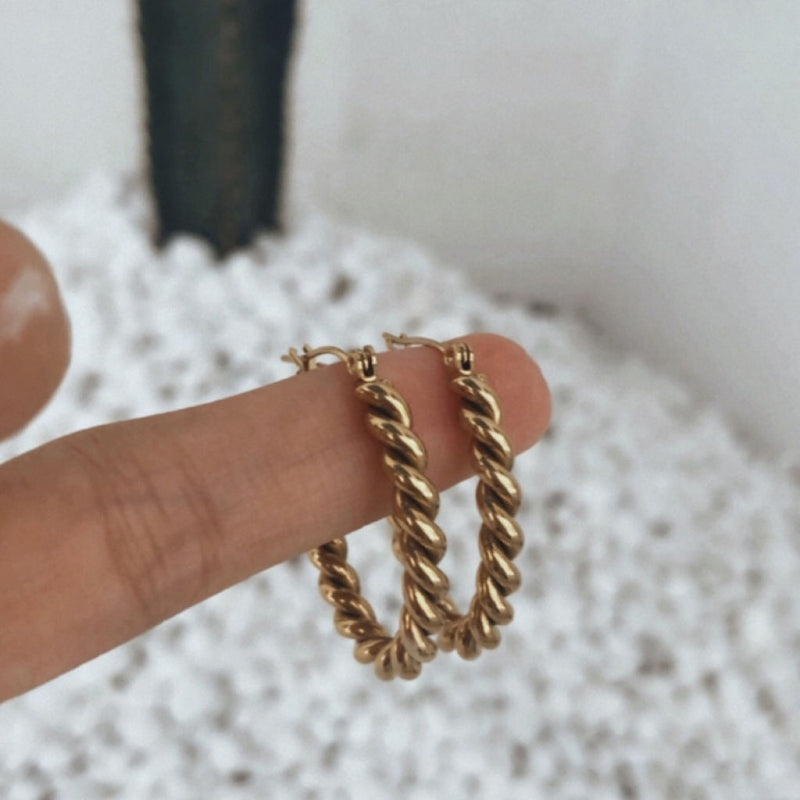 Twisted Gold Hoop Earrings