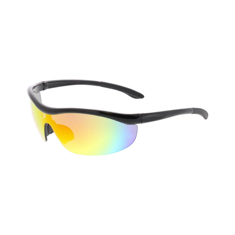 Black & Rainbow Wrap-Around Sports Sunglasses