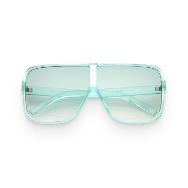 Green Oversize Flat-Top Festival Sunglasses