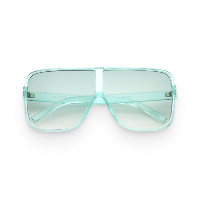 Green Oversize Flat-Top Festival Sunglasses