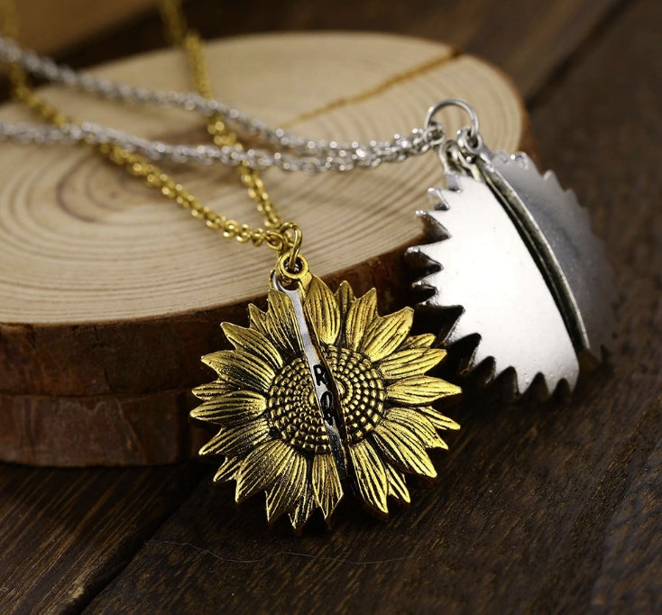 You Are My Sunshine Sunflower Pendant Necklace