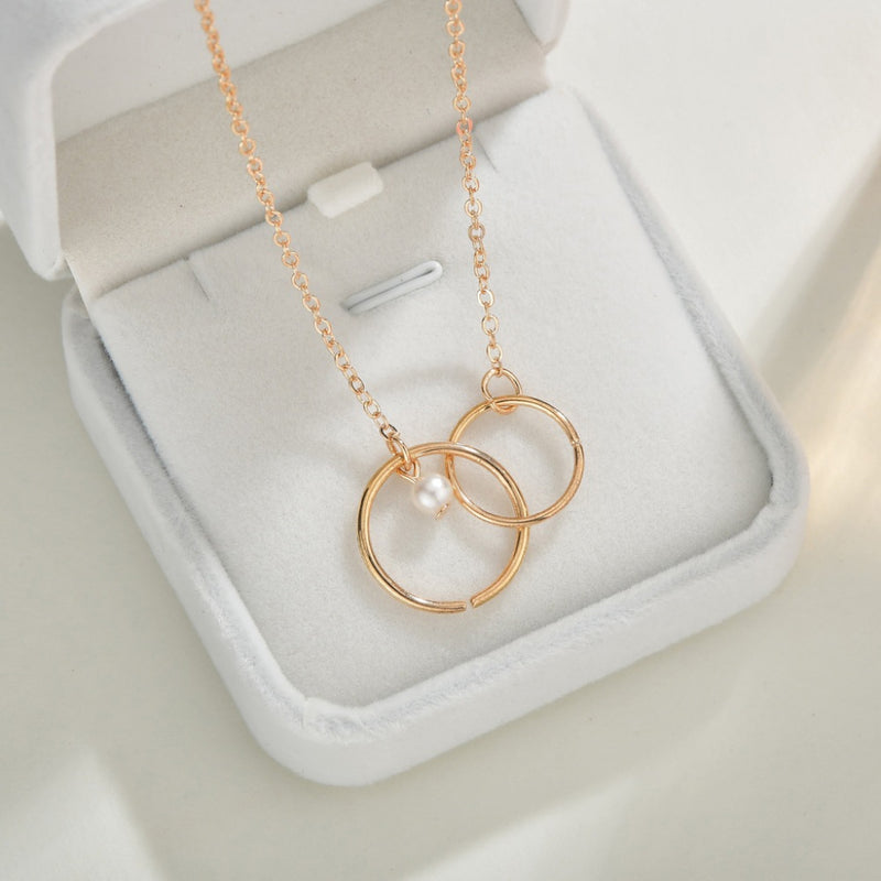 Double Ring Retro Charm Necklace