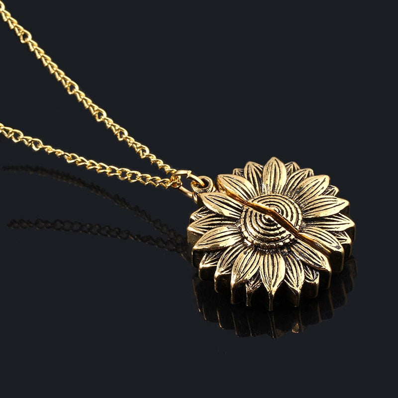 You Are My Sunshine Sunflower Pendant Necklace