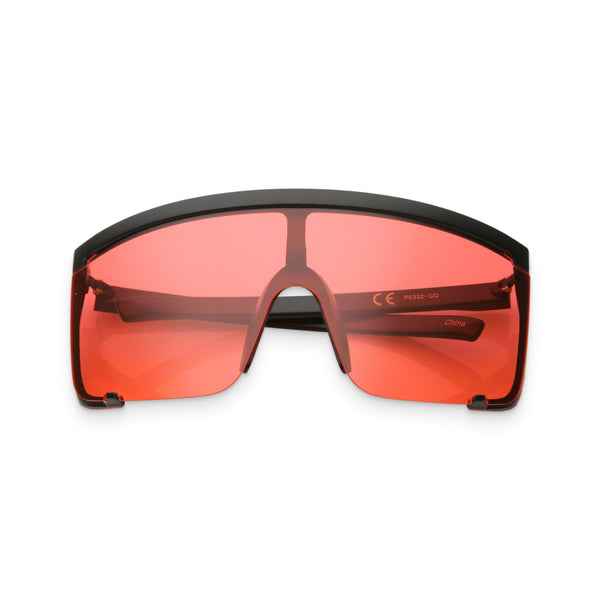 Red & Black Oversized Sport Sunglasses