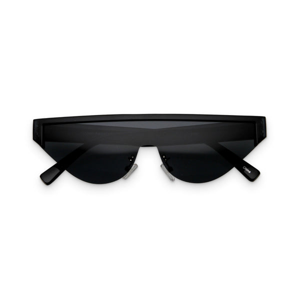 Black & Smoke Rimless Flat-Top Futuristic Sunglasses