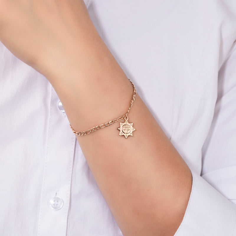 Rose Gold Bracelet With A Sun Pendant