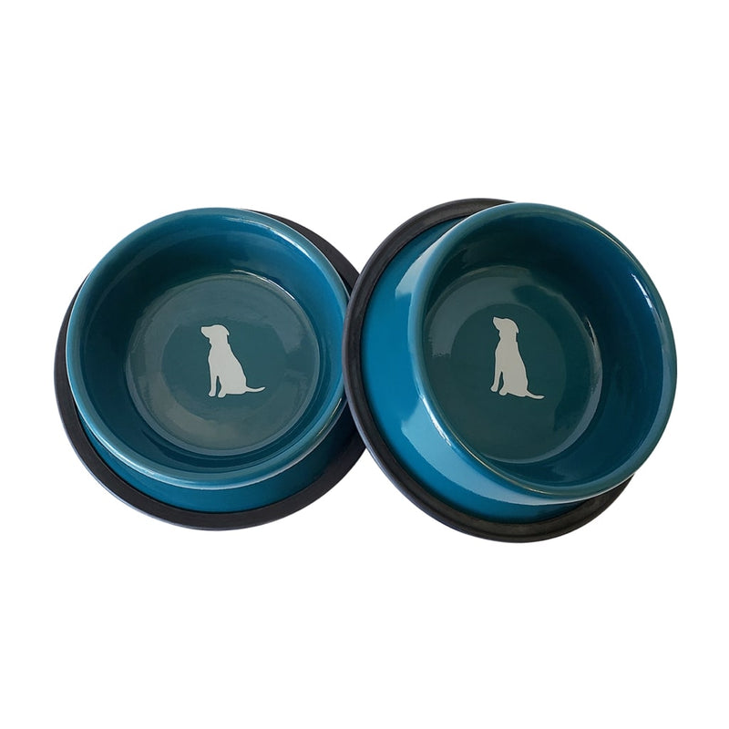 Teal Non Skid Dog Bowl