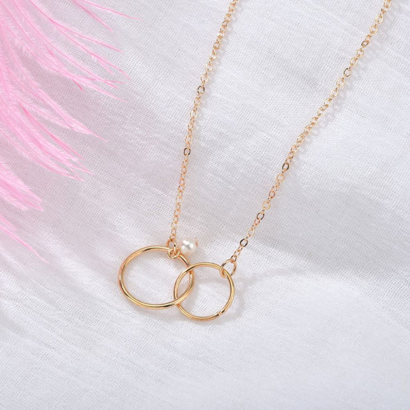 Double Ring Retro Charm Necklace