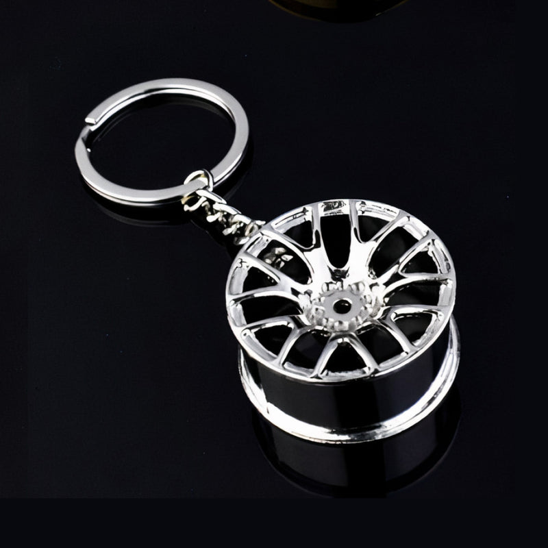 Silver Tire Wheel Keychain