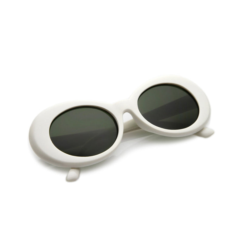 White & Green Women’s Retro Oval Sunglasses